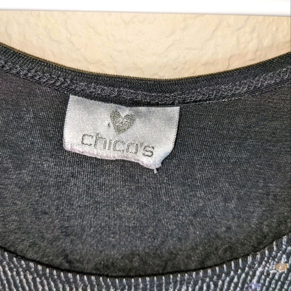 Black and Silver Sequins Sleeveless Top by Chico's - Picture 4 of 7